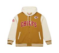 Mitchell & Ness NFL Veste collège vintage avec capuche - manches contrastées, fermeture à bouton-pression (FR/ES, Alpha/lettres, TG, Taille normale, Taille normale, Kansas City Chiefs)