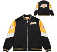 Mitchell & Ness Throw it Back Heavyweight Vintage Veste en satin (NBA) - Los Angeles Lakers, Taille L, logos brodés, homme, femme, enfant, unisexe, printemps, été, automne, hiver