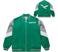 Mitchell & Ness Throw it Back Heavyweight Vintage Veste en satin (NFL) - Philadelphia Eagles, Taille M, logos brodés, homme, femme, enfant, unisexe, printemps, été, automne, hiver