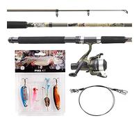 Mitchell Tanager Camouflage kit Complet Canne téléscopique et Moulinet avec Fil et leurres prêt à pêcher Le Sandre, Le brochet et la Perche 2.40 Medium Set