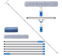 Mitclear 2 en 1 Raclette à Vitres, Long Manche 465cm, pour Fenêtres Hautes | Mouilleur Vitre avec Lame Silicone et Brosse Microfibre, Kit de Nettoyage de Vitres Professionnelle pour Fenêtres/Voiture