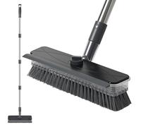 Mitclear 3 en 1 Balai Brosse Sol avec Long Manche pour Exterieur Interieur | Brosse Sol Nettoyage avec Poils et Raclette pour Terrasse, Douche, Cuisine, Salle de Bain, Patio, Garage, Carrelage