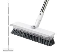 Mitclear 3 en 1 Balai Brosse Sol avec Long Manche pour Exterieur Interieur | Brosse Sol Nettoyage avec Poils et Raclette pour Terrasse, Douche, Cuisine, Salle de Bain, Patio, Garage, Carrelage