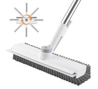 Mitclear 3 en 1 Balai Brosse Sol pour Exterieur Douche, Long Manche 122cm | 27cm Brosse Sol Nettoyage avec Poils et Raclette pour Terrasse, Cuisine, Salle de Bain, Patio, Garage, Carrelage, Interieur