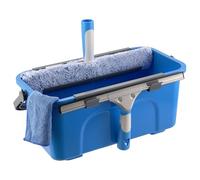 Mitclear Kit de Nettoyage de Vitres, 7 Pièces, Inclure Seau 12L, Raclette Silicone, Brosse Microfibre, Chiffon, Lave Vitre Professionnel pour Usage Domestique et Commercial