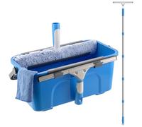 Mitclear Kit Nettoyage Vitres 8 Pièces, Seau 12L, Manche Télescopique 196cm | Raclette Silicone, Brosse Microfibre, Chiffon, Lave Vitre Professionnel pour Fenêtre Voiture, Usage Domestique et Commercial