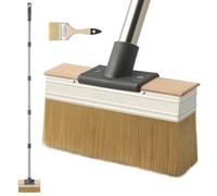 Mitclear Pinceau Plat avec Long Manche(150cm), 18cm Pinceau de Peinture pour Terrasse avec Poils épais, Grande Brosse à Tache pour Terrasse en Bois Extérieur, Appliquer de l'huile et Teinture