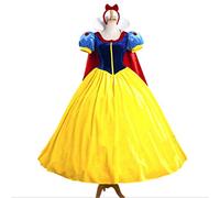 Mitefu Déguisement Conte de Fées Classique Costume de Princesse Blanche-Neige pour Femme, Robe + Jupon (L)