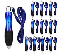 Mitening 12pcs Stylos à Bille Rétractable, Gros Stylos à Bille Rétractables avec Corde de Suspension Grands Stylos à Prise Larges Stylos à Bille Ergonomiques pour l'Ecole et au Bureau - Bleu