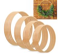 Mitening 20pcs Cercle Bois de Bambou,4 Tailles (13/15/18/20cm)Cercle Attrape Reve,Cercle Floraux Bois,Anneau Dream Catcher en Bois,Anneaux en Bambou Loisirs Créatifs,Décoration de Couronne de Mariage