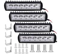 Mitening 4 Pièces Phare de Travail LED, 18W Projecteur Voiture, 12V/24V Etanche IP67 Spot Barre Feux Antibrouillard pour 4x4 Camion Tracteur SUV Bateau Quad Vehicule