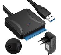 Mitening Adaptateur Sata USB 3.0, pour disque dur SATA vers USB 3.0 pour SSD et disque dur 2,5/3,5" Support UASP avec adaptateur d'alimentation 12 V/2 A prend en charge UASP