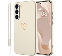 Mitetabo Coque de protection en silicone pour Samsung Galaxy A37 5G avec cœur d'amour doré, fin, résistant aux rayures, protection complète pour Samsung Galaxy A37 5G, blanc