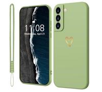 Mitetabo Coque de protection en silicone pour Samsung Galaxy S21 5G avec cœur d'amour doré, fine et résistante aux rayures, protection complète pour Samsung Galaxy S21 5G, vert matcha