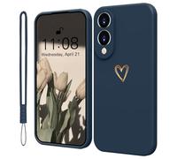 Mitetabo Coque de protection pour Samsung Galaxy S25 Edge 5G, en silicone, avec cœur d'amour doré, fin, résistant aux rayures, protection complète pour Samsung Galaxy S25 Edge, bleu