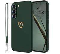 Mitetabo Coque de protection pour Samsung Galaxy S25 FE 5G, en silicone, avec cœur d'amour doré, fin, résistant aux rayures, protection complète pour Samsung Galaxy S25 FE, vert