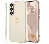 Mitetabo Coque de protection pour Samsung Galaxy S25 FE 5G, en silicone, avec cœur d'amour doré, fin, résistant aux rayures, protection complète pour Samsung Galaxy S25 FE, beige