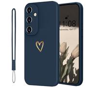 Mitetabo Coque de protection pour téléphone portable Samsung Galaxy A14 5G en silicone avec cœur d'amour doré - Fine - Anti-rayures - Protection complète - Pour Samsung Galaxy A14 - Bleu