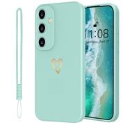 Mitetabo Coque de protection pour téléphone portable Samsung Galaxy A15 5G en silicone avec cœur d'amour doré, fine et résistante aux rayures, protection complète pour Samsung Galaxy A15 Vert menthe