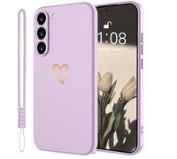 Mitetabo Coque de protection pour téléphone portable Samsung Galaxy A26 5G en silicone avec cœur d'amour doré - Fine - Anti-rayures - Protection complète - Pour Samsung Galaxy A26 - Violet