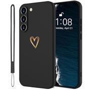 Mitetabo Coque de protection pour téléphone portable Samsung Galaxy A35 5G en silicone avec cœur d'amour doré - Fine - Anti-rayures - Protection complète pour Samsung Galaxy A35 - Noir