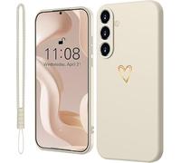 Mitetabo Coque de protection pour téléphone portable Samsung Galaxy A56 5G en silicone avec cœur d'amour doré - Fine - Anti-rayures - Protection complète - Pour Samsung Galaxy A56 - Blanc