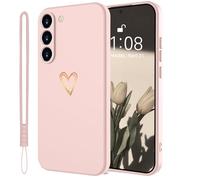 Mitetabo Coque pour Samsung Galaxy A35 5G en silicone avec cœur d'amour doré, Samsung A35 Coque fine dorée en silicone anti-rayures et protection complète pour Samsung Galaxy A35 Rose