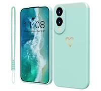 Mitetabo Étui de protection pour Samsung Galaxy S25 Edge 5G, en silicone, avec cœur d'amour doré, fin, résistant aux rayures, protection complète pour Samsung Galaxy S25 Edge Vert menthe