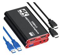 Mitheuum Carte de capture vidéo 4K USB 3.0 Enregistreur de diffusion en | Rétrocompatible avec USB 2.0, fonctionne avec la plupart des logiciels de capture pour la prévisualisation