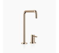 Mitigeur à deux trous Dornbracht META SQUARE avec rosaces simples, portée de 235 mm, 32815861-46, Couleur: Champagne brossé