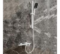 Mitigeur Baignoire Cascade avec Douchette Laiton Mode 3 Douche À Main avec Canne de Levage Eau Froide et Chaude Robinet Mural Salle de Bain Baignoire-Blanc