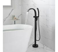 Mitigeur Baignoire Cascade avec Douchette Robinet de Baignoire Ilot Mitigeur Monocommande Bain Douche Rotation 360°,noir