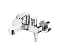 Mitigeur baignoire en cuivre pur avec cartouche céramique Argent | Fixation murale, commande à levier unique, finition chromée, s'adapte aux tuyaux standard, mélange chaud et froid