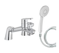 Mitigeur baignoire JACOB DELAFON Aimé + pommeau de douche Juliette + flexible de douche lisse + colonnettes