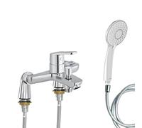 Mitigeur baignoire JACOB DELAFON Aimé + pommeau de douche Juliette + flexible de douche lisse + colonnettes Idro'Flex