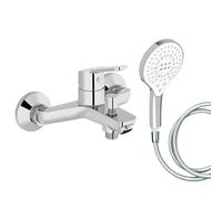 Mitigeur baignoire JACOB DELAFON Aimé + pommeau de douche Metro signature + flexible de douche lisse
