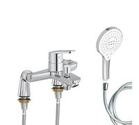 Mitigeur baignoire JACOB DELAFON Aimé + pommeau de douche Metro signature + flexible de douche lisse + colonnettes Idro'Flex