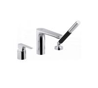 Jacob Delafon - Mitigeur Bain-Douche Aleo+ - 3 Trous sur Gorge - Douchette 2 Jets - Cartouche Céramique Durable - Design Moderne - Finition Chrome - E72330-CP