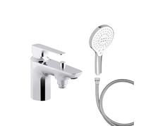 Mitigeur baignoire JACOB DELAFON Aleo+ + pommeau de douche Metro signature + flexible de douche métal