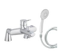 Mitigeur baignoire JACOB DELAFON Eo + pommeau de douche Juliette + flexible de douche lisse + colonnettes