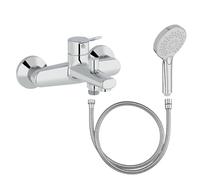 Mitigeur baignoire JACOB DELAFON Eo + pommeau de douche Metro + flexible de douche métal