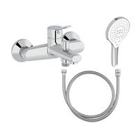Mitigeur baignoire JACOB DELAFON Eo + pommeau de douche Metro signature + flexible de douche métal