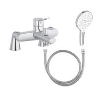 Mitigeur baignoire JACOB DELAFON Eo + pommeau de douche Metro signature + flexible de douche métal + colonnettes