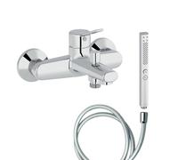 Mitigeur baignoire JACOB DELAFON Eo + pommeau de douche Shift+ carré + flexible de douche lisse