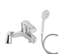 Mitigeur baignoire JACOB DELAFON July + pommeau de douche Juliette + flexible de douche métal + colonnettes
