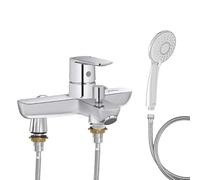 Mitigeur baignoire JACOB DELAFON July+ + pommeau de douche Juliette + flexible de douche métal + colonnettes Idro'Flex
