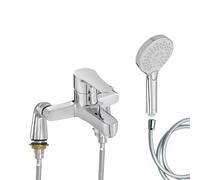 Mitigeur baignoire JACOB DELAFON July + pommeau de douche Metro + flexible de douche lisse + colonnettes Idro'Flex