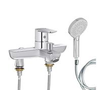 Mitigeur baignoire JACOB DELAFON July+ + pommeau de douche Metro + flexible de douche lisse + colonnettes Idro'Flex