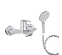 Mitigeur baignoire JACOB DELAFON July+ + pommeau de douche Metro + flexible de douche métal