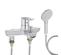 Mitigeur baignoire JACOB DELAFON July+ + pommeau de douche Metro + flexible de douche métal + colonnettes Idro'Flex